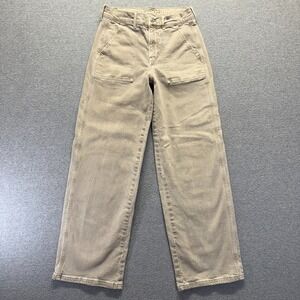 American Eagle Jeans Womens 4 Beige Skater High Rise Wide Leg Stretch Denim